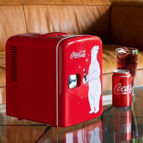 Coca-Cola 12V Portable 4L Cooler/Warmer, AC/DC Powered, Power Cords Included, Compact Personal Mini-Fridge, Unique Gift for Student