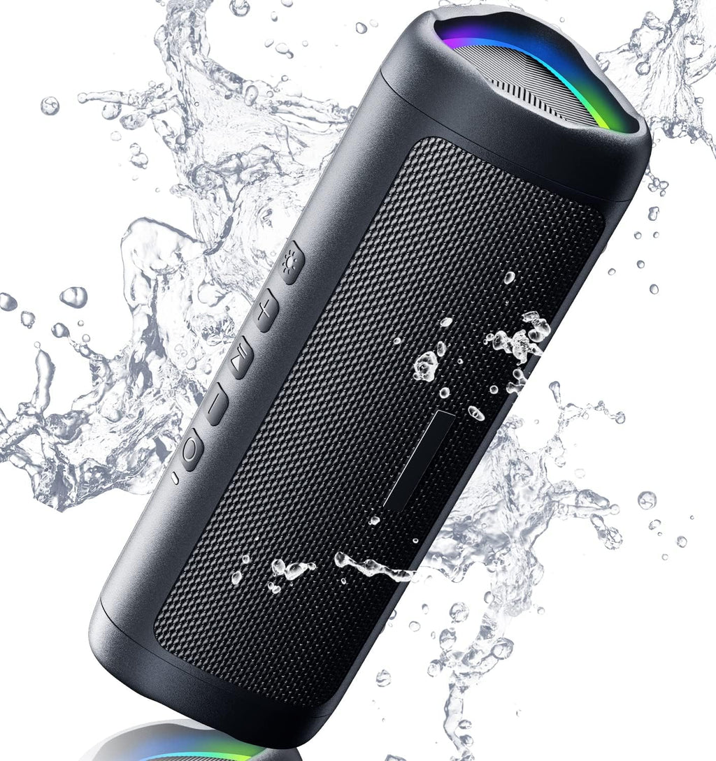 Bluetooth Speaker, 20W HD Sound, Portable Wireless, IPX5 Waterproof, Up to 24H Playtime, TWS, for Home/Party/Outdoor/Camping/Beach Essentials, Birthday Gift for Fathers Day Men Dad Husband (Black)