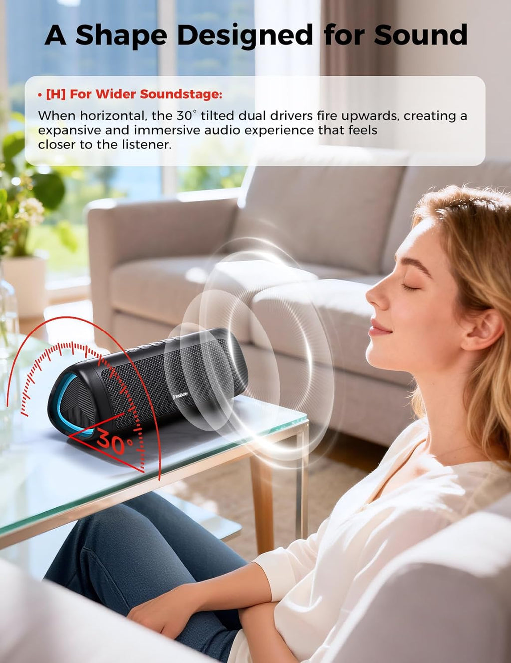 Bluetooth Speaker, 20W HD Sound, Portable Wireless, IPX5 Waterproof, Up to 24H Playtime, TWS, for Home/Party/Outdoor/Camping/Beach Essentials, Birthday Gift for Fathers Day Men Dad Husband (Black)