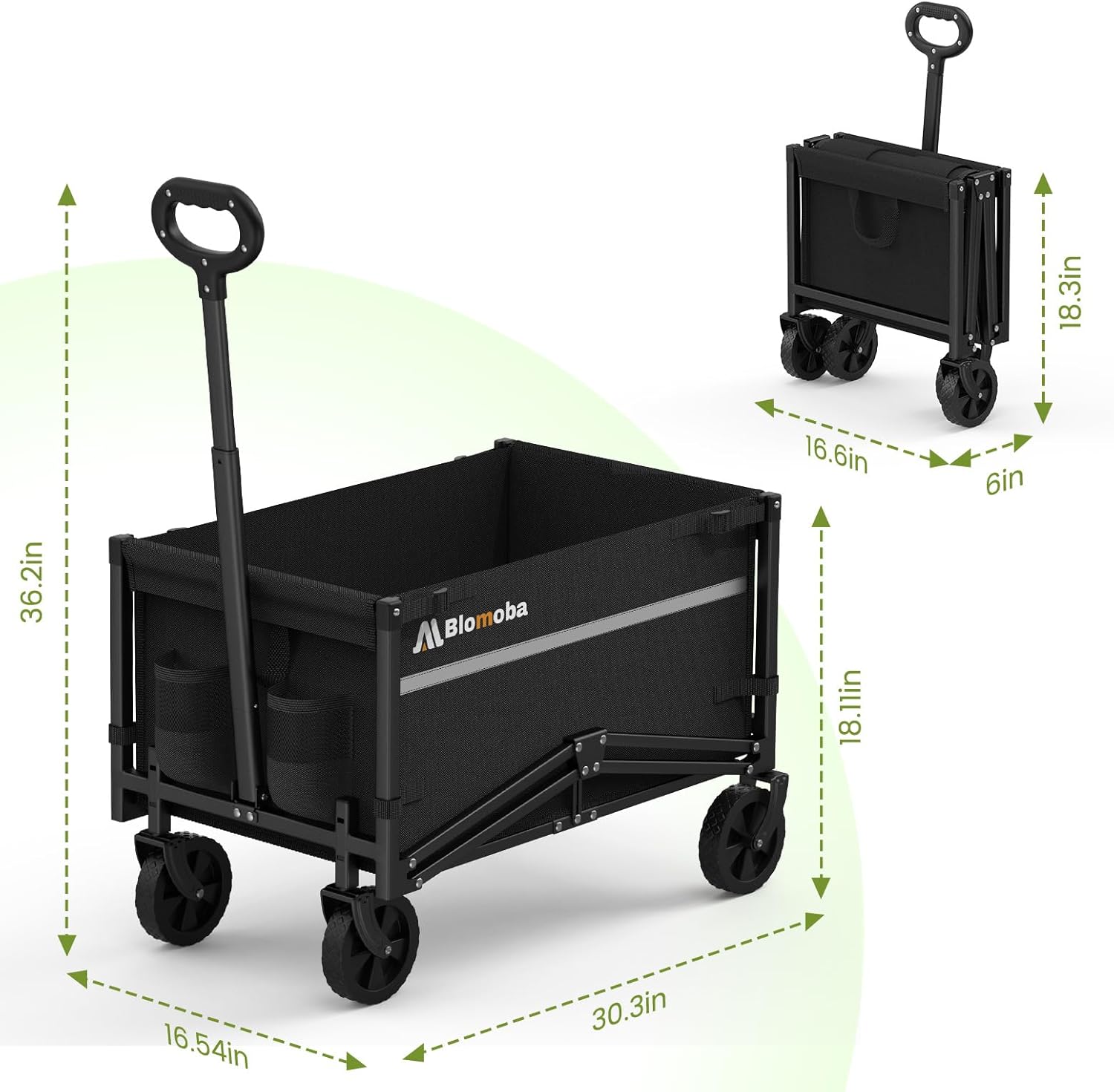Blomoba Collapsible Wagon Cart, Flexible Handle, Portable FREE SHIPPING!