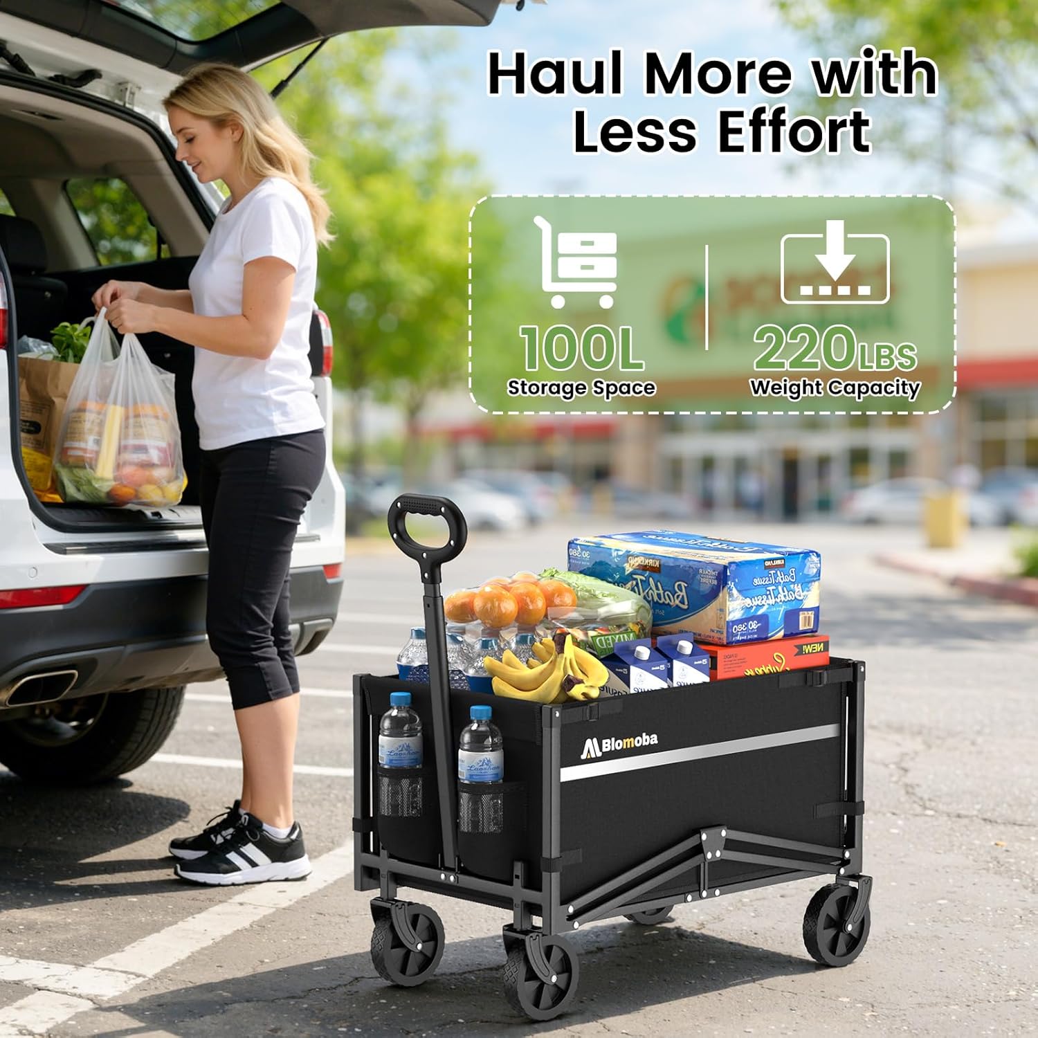 Blomoba Collapsible Wagon Cart, Flexible Handle, Portable FREE SHIPPING!